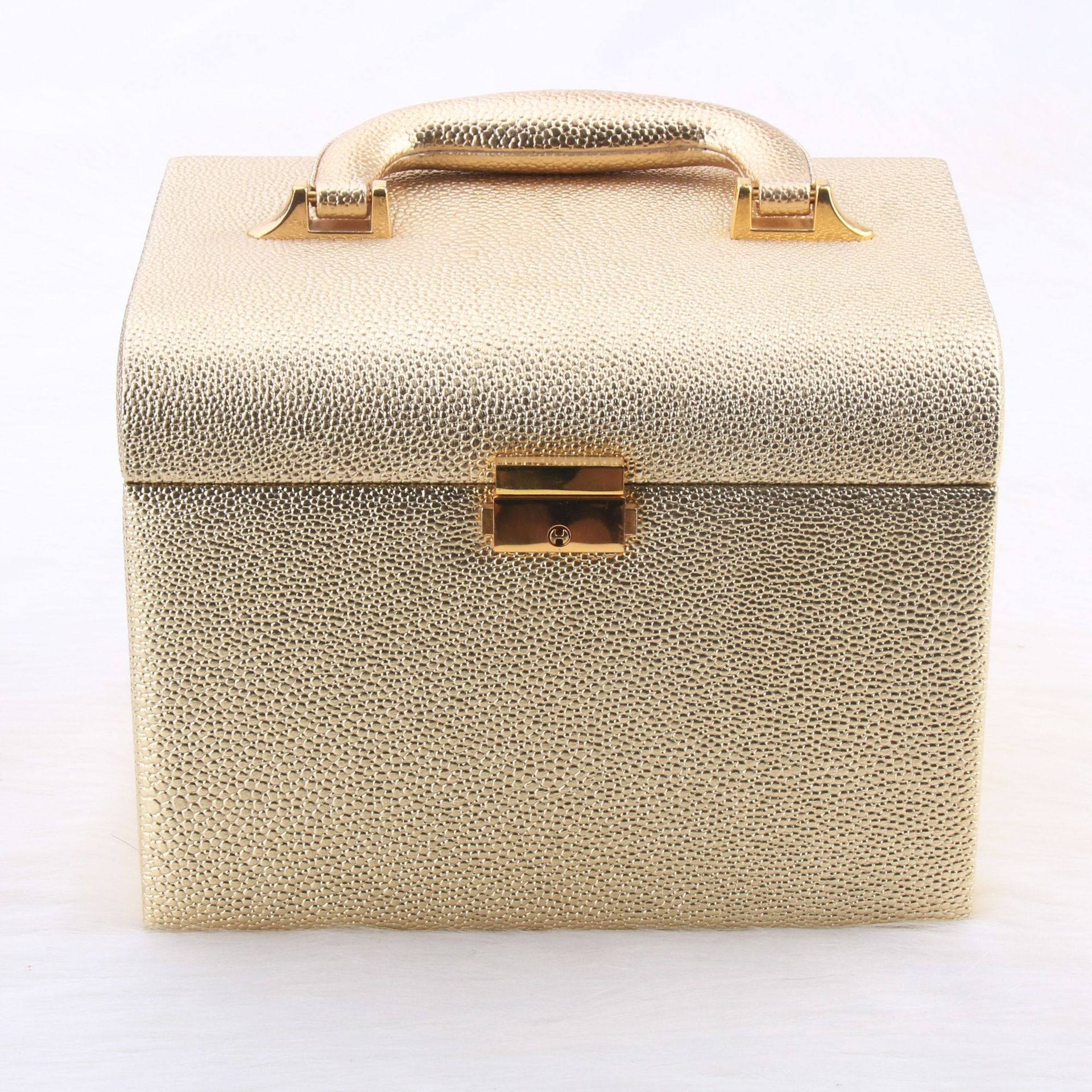 Cosmetic Storage Box Dustproof PU Leather Large Capacity Creative