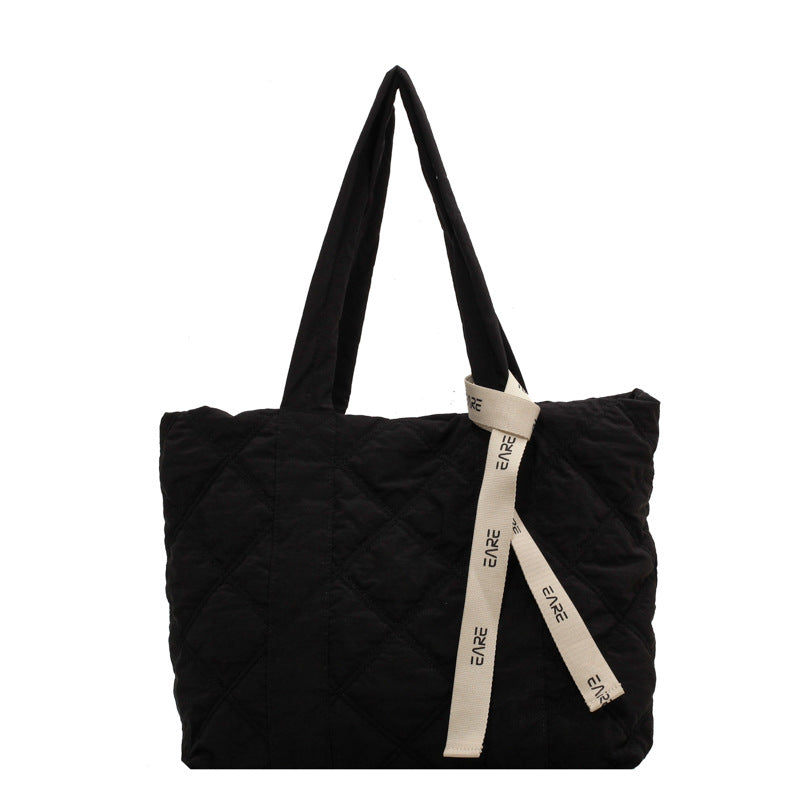 Women's Winter New Silk Scarf Rhombus Large-capacity Padded Shoulder Bag