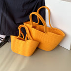 Cotton Woven One hand Portable Large Capacity Bucket Women's Bag