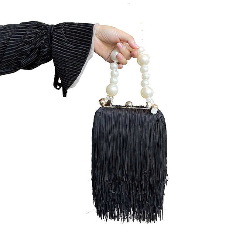 Pearl Chain Bag Fringed Small Square evening Bag