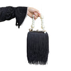 Pearl Chain Bag Fringed Small Square evening Bag