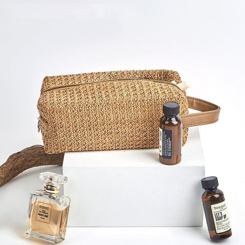 Grass Material Large Capacity Portable Travel cosmetics  Bag