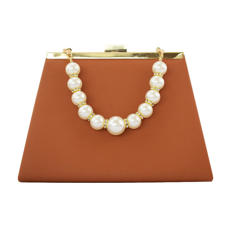 European And American Pearl Chain handBag Sheepskin Pattern