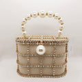 Hollow Pearl Buckle Birdcage Clutch