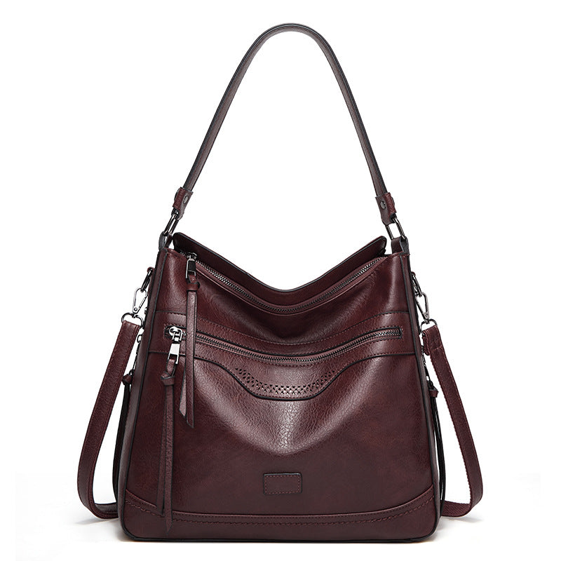 One Shoulder Vintage Tote Bag In Soft Leather