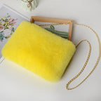 Women's Plush Briefcase Square Chain File Bag