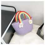 Rainbow Handbag Cotton Rope Handmade Straw Woven