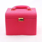 Cosmetic Storage Box Dustproof PU Leather Large Capacity Creative