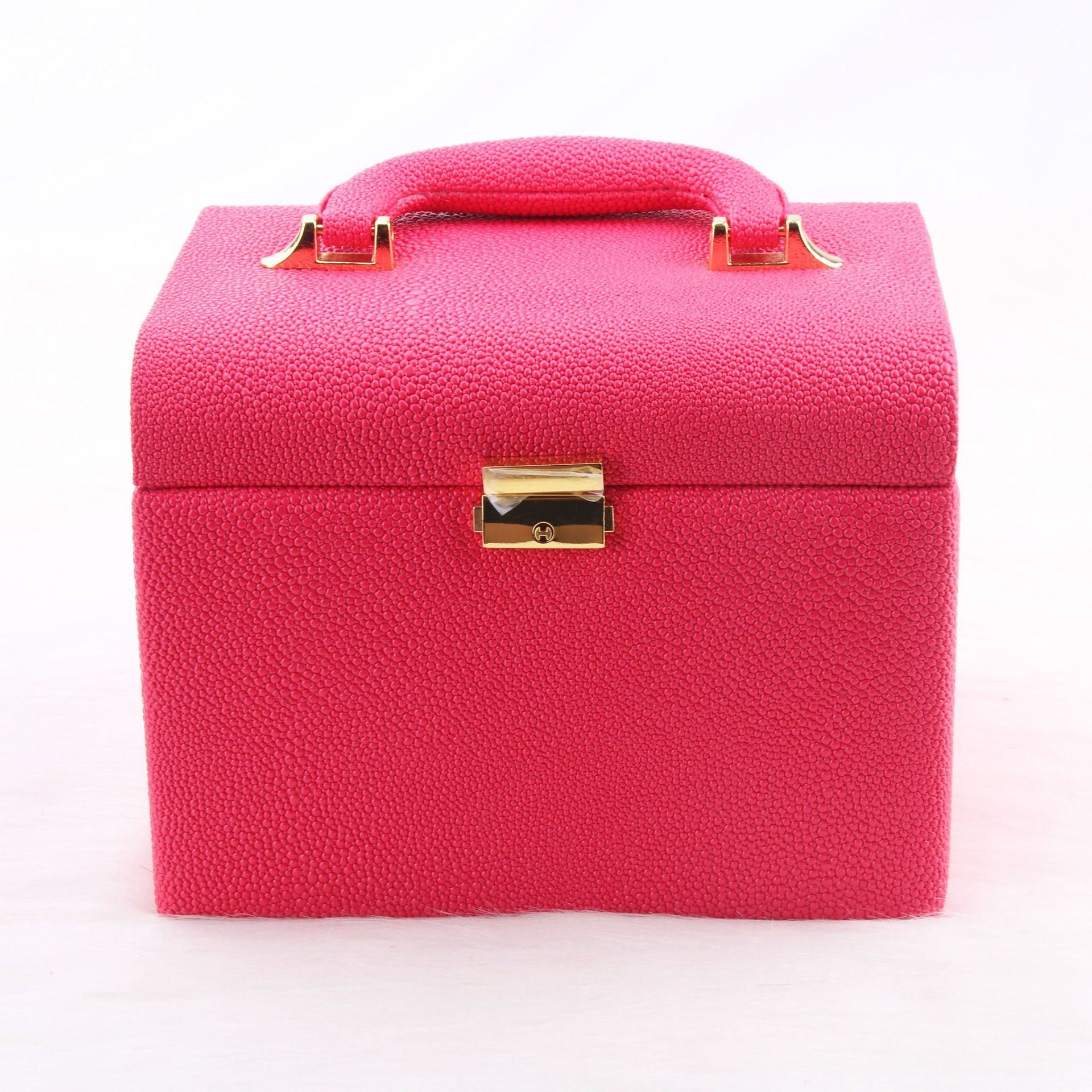 Cosmetic Storage Box Dustproof PU Leather Large Capacity Creative