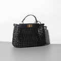 Women's Niche Platinum Leather Handbag Hollow Out