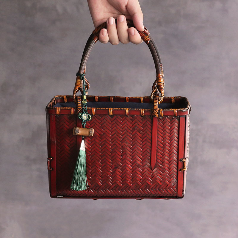 Bamboo Weaving Literary Youth Ceremony Storage Handbag