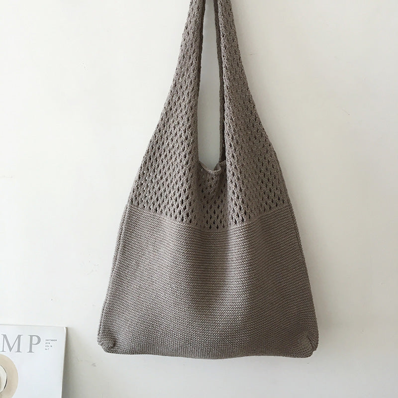 Avocado Green Knit Tote One-Shoulder Sweater shopping Bag
