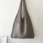 Avocado Green Knit Tote One-Shoulder Sweater shopping Bag