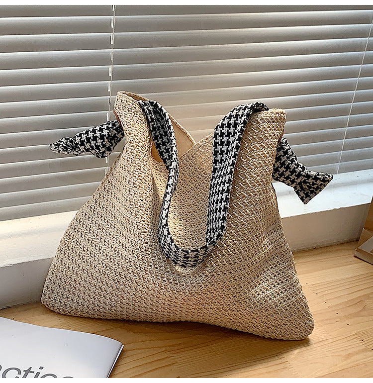 Ins Ethnic Style Straw Woven One Shoulder Cute Bow Bag