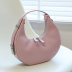 New Women's One-shoulder PU Zipper Hand-held Crescent handBag