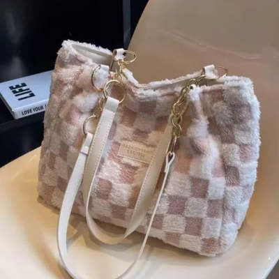 Simple Pleated Shoulder Bag Female Underarm Bag Commuter Tote