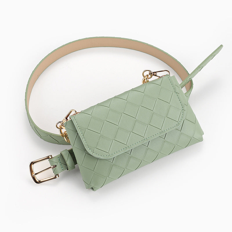 Plaid Leisure Decorative Chain Waist Bag