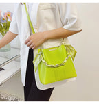 Leather crossbody Tote Bag with Chain Sling Handle