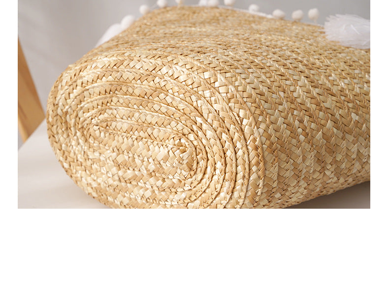 Women's Large Capacity Tote Bag Western Style One Shoulder Straw Woven