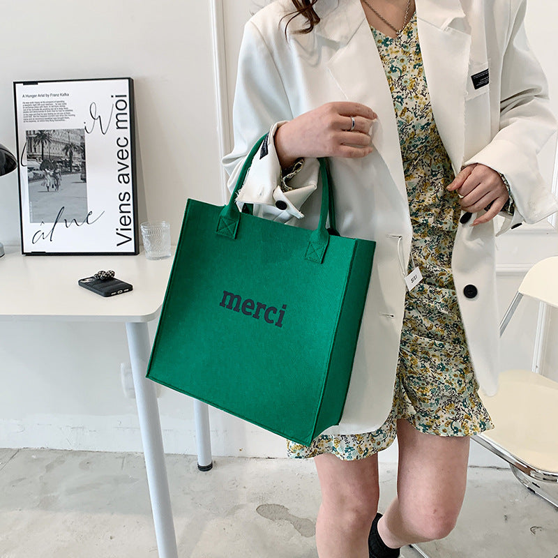 Felt One Shoulder Women's Retro Fashion Simple shopping bag