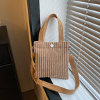 Single Shoulder Crossbody Solid Color Corduroy Simple Bag