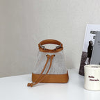 Hand-held One-shoulder Patchwork Trendy Small bucket Bag
