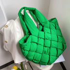 New Autumn And Winter Down-filled Woven Stitching Female Bag