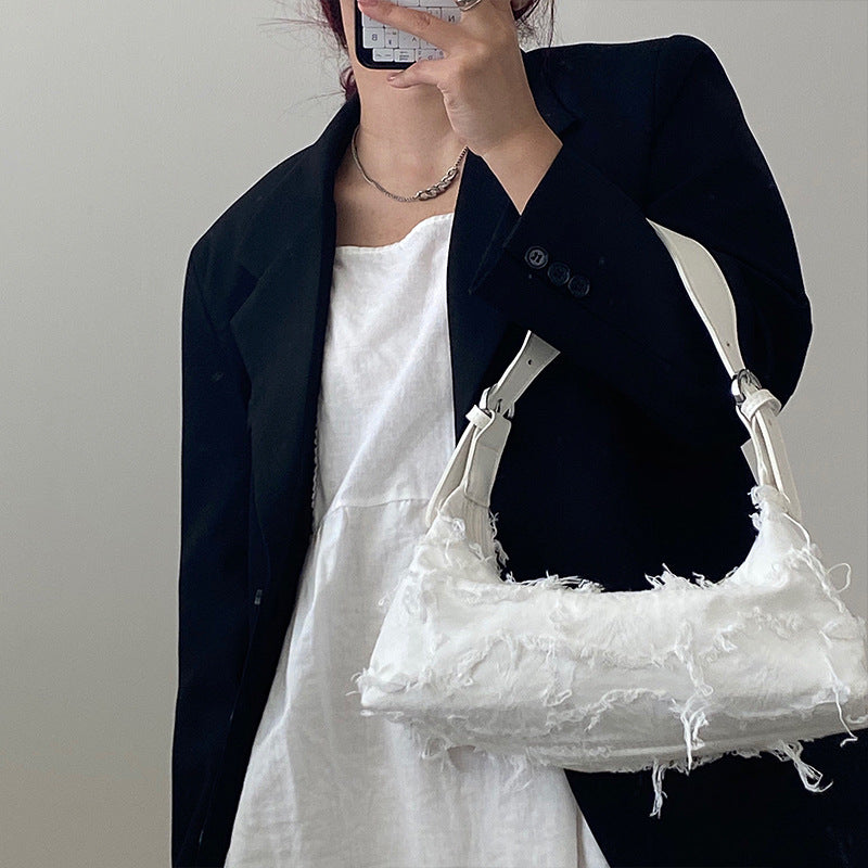 Simple Denim Crescent Single Shoulder Messenger Bag