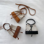 Hand-held One-shoulder Patchwork Trendy Small bucket Bag