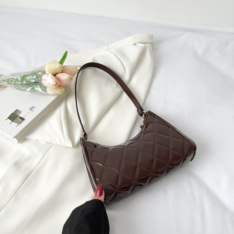 Women's New Fashionable Patent Leather Rhombus Shoulder Bag
