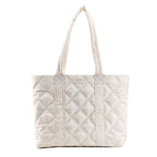 Solid Color Oxford Cloth Shoulder Bag With Diamond Pattern Personalized Stitching