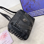 Solid Color Large Horizontal Square Rivet Bag